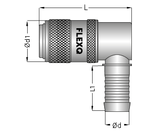 Kupplung - Mit Ventil - Schlauchtülle 16mm - 90°