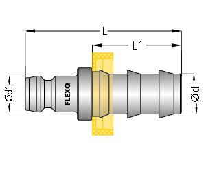 Nippel - Ohne Ventil -  Schnellsteck-Tülle 13mm - Gerade