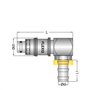 Stecker Schnellsteck-Tülle 13mm ohne Ventil 90° - ROT